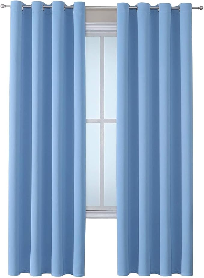 ChrisDowa Grommet Room Darkening Curtains for Bedroom and Living Room - 2 Panels Set Thermal Insulated Blackout Curtains (Sky Blue, 52W x 72L )-Ruum Studio Home