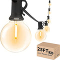 Svater Outdoor String Lights LED 25 FT, Patio Globe Lights with 13 Plastic G40 Bulbs, Waterproof Dimmable Outside Hanging Light for Backyard Bistro Cafe Porch Party Decor, 2700K Warm White-Ruum Studio Home