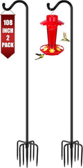 Gtongoko 2 Pack 108 Inch Tall Shepherds Hooks for Outdoor Bird Feeders, Heavy Duty Bird Feeder Pole Stand, Adjustable Hanger for Plant, Lights, Lanterns Wedding Decor with 7 Prongs Base-Ruum Studio Home