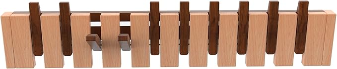 Wall Mounted Piano Key Hanger | Flip Style Hook | Entrance Wall Art Hook, Made of Oak Wood (3 Times Painted, 4 Times Polished) (Walnut-Beech, 10Hooks)-Ruum Studio Home
