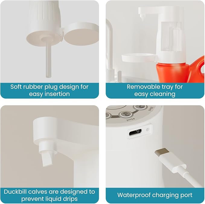 Electric Laundry Detergent Dispenser with Graduated Cup, Smart Laundry Soap Pump for Liquid Detergent Containers, No-Spill Design, Reducing Women's Work for Laundry Room Organization-Ruum Studio Home