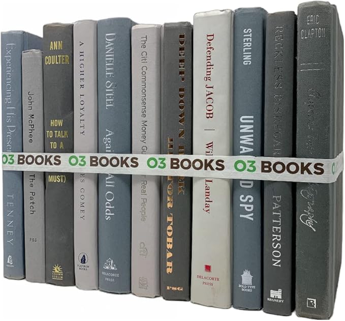 Curated Decorative Books Hardcover Décor Books for Home Décor, Choose Color, Interior Design, Office, Wedding Display, Instant Library, or Staging (One Foot, Gray)-Ruum Studio Home