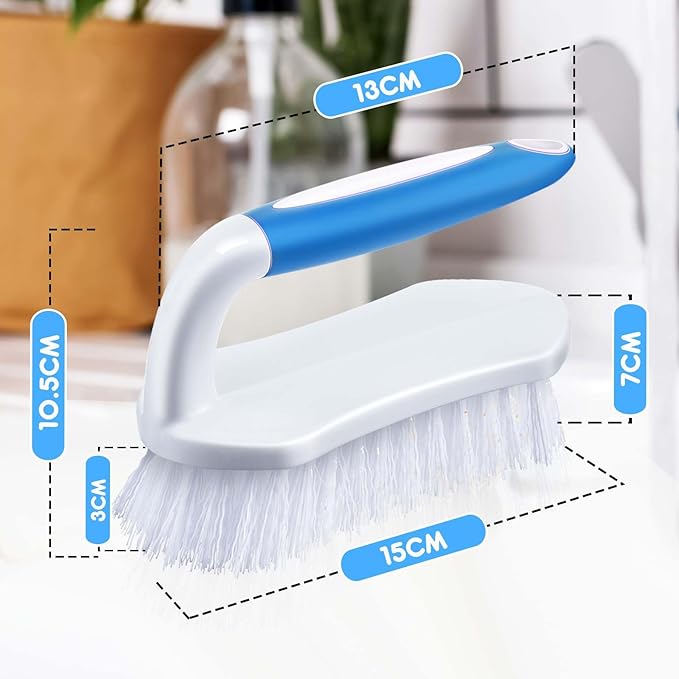 Lallisa 6 Pcs Scrub Brush for Cleaning with Handle Comfortable to Grip Heavy-Duty Flexible Stiff Bristles Scrubber Brushes Bulk for Shower Bathroom Carpet Kitchen Floor Tiles (Blue,Green)-Ruum Studio Home
