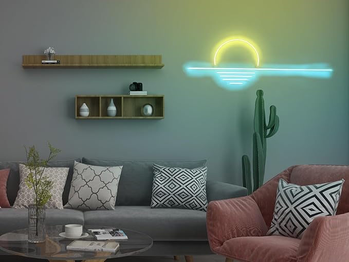 LED Decorative Lights USB Mountains Sunrise Sunset Led Neon Signs Home Decoration Wall Art Holiday Gift Brightness Adjustable 16.5''x9.5''-Ruum Studio Home