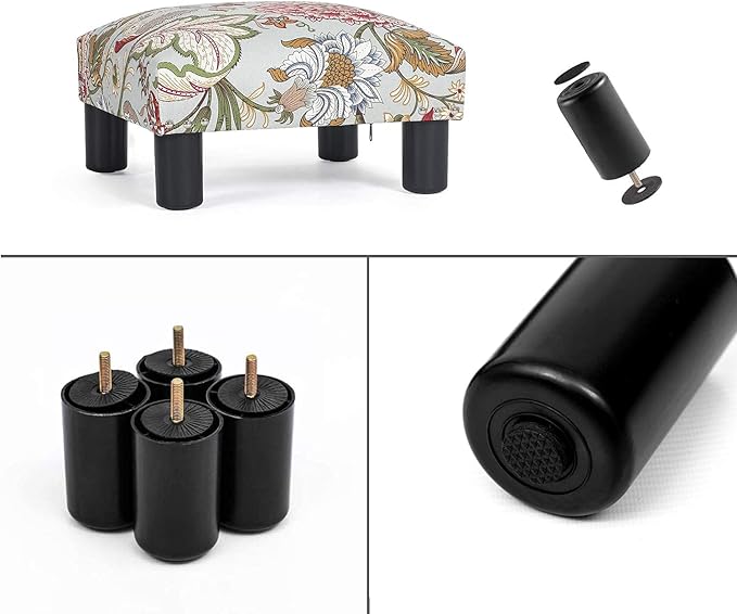 Joveco Small Foot Rest Stool Ottoman, 15" Fabric Square Footstool Upholstered Footrest for Chair, Under Desk, Office, Living Room, Boho Floral-Ruum Studio Home