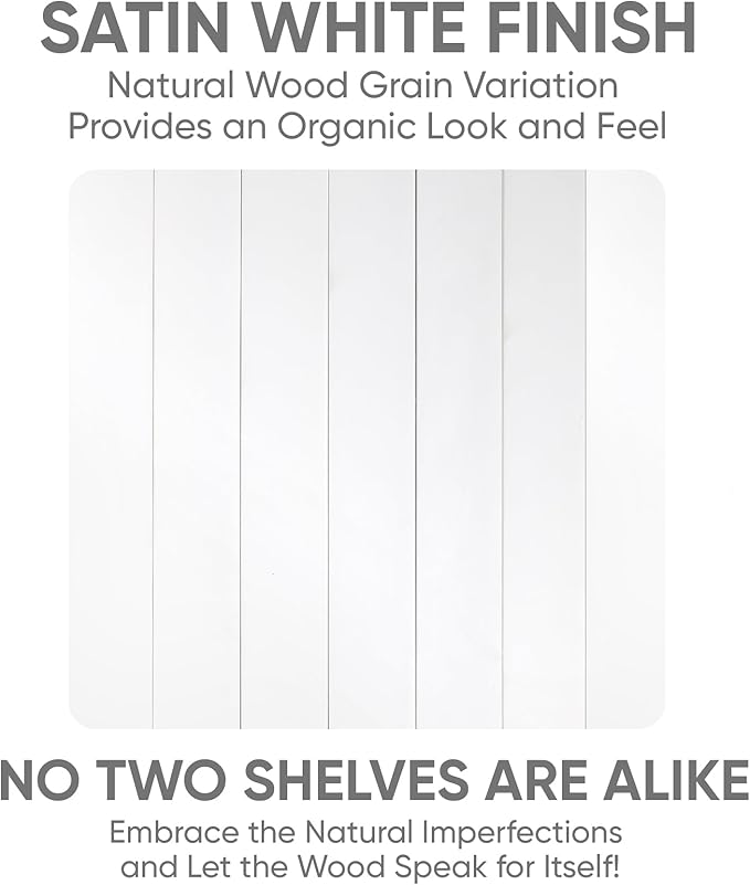 Homeforia White Floating Shelf 48 inches, High End Solid Real Wood 48inch Long Floating Shelves for Wall Mounted, White Wooden 48in Floating Shelves, Heavy Duty Bracket, 48 X 6.5 X 1.75 inch, Set of 2-Ruum Studio Home