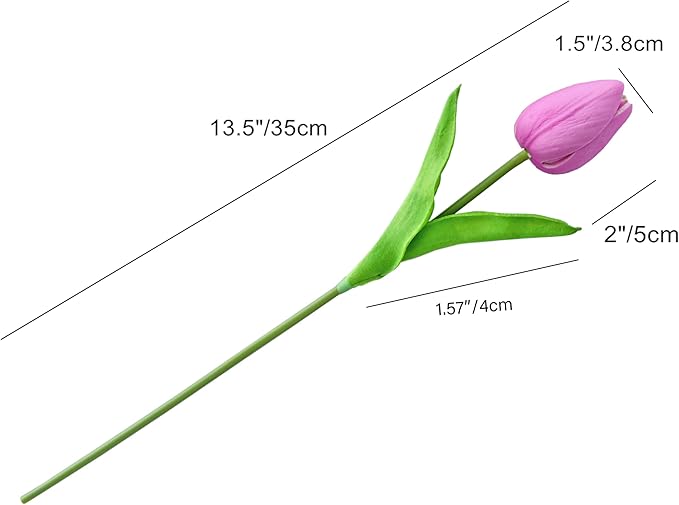 Mandy's Artificial Tulips 20 Stems Lavender PU Faux Flowers for Wedding Home Decor 13.5 Inch-Ruum Studio Home