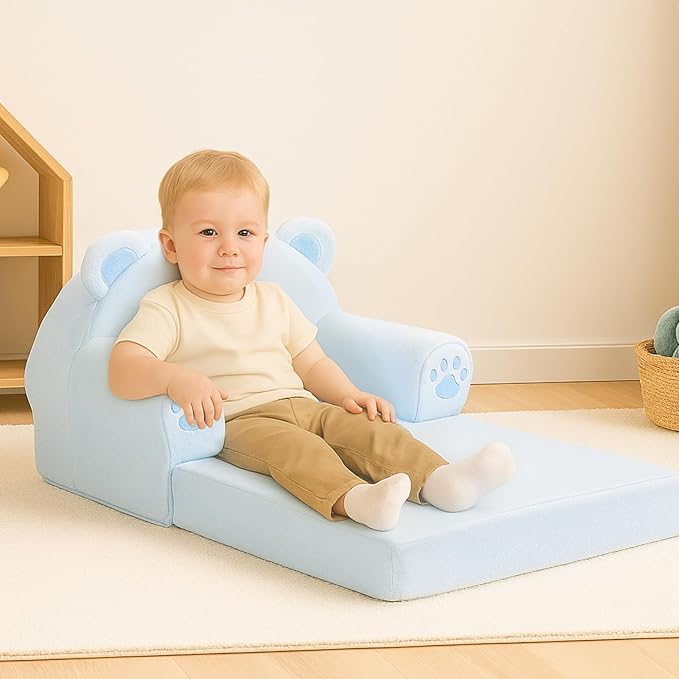 MONKISS Cute Toddler First Chair, Kids' Armchairs, Mini Couch for Baby, Blue Bear, 1~2.5 Years Old-Ruum Studio Home