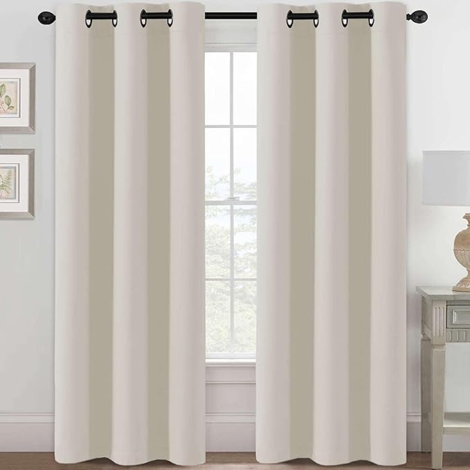 H.VERSAILTEX Blackout Curtains for Bedroom Thermal Insulated Room Darkening Living Room Curtains 84 Inch Long Grommet Privacy Protection Window Curtain Panels/Drapes for Nursery, 2 Panels, Fog-Ruum Studio Home