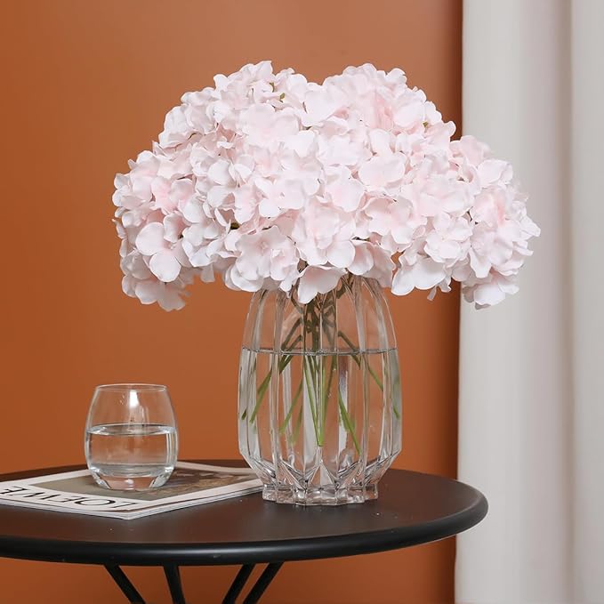 Tifuly Hydrangea Artificial Flowers -12 pcs Realistic Fake Hydrangea Silk Flowers with Stems Faux Hydrangea Flowers Heads for Office Home Party Wedding Centerpiece DIY Floral Decor (Pink)-Ruum Studio Home