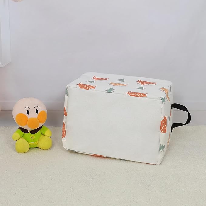 FANKANG Storage Bins, Nursery Hamper Canvas Laundry Basket Foldable with Waterproof PE Coating Large Storage Baskets for Kids Boys and Girls, Office, Bedroom, Clothes,Toys(Rec-Fox ）-Ruum Studio Home