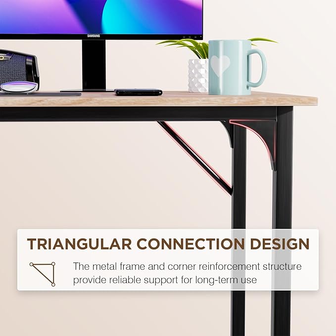 PayLessHere | 47 Inch Computer Desk | Nature | Office Desk with Metal Frame, Adjustable Feet | Water-Resistant, Scratchproof Surface | Sturdy Writing Table for Home Office or Study | Pack of 1-Ruum Studio Home