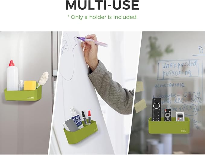 loukin Magnetic and Adhesive Marker Holder, Dry Erase Accessory Tray, Magnetic Storage Organizer for Whiteboard, Glass or Refrigerators (Green)-Ruum Studio Home