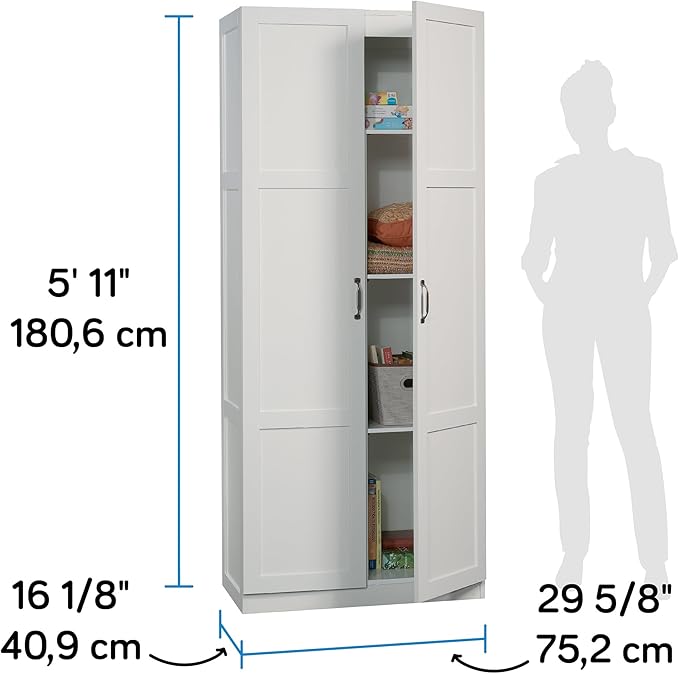 Sauder Select Storage Cabinet/ Pantry cabinets, White finish-Ruum Studio Home