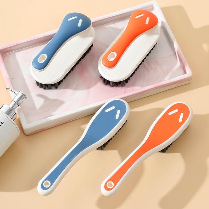 Soft Bristle Scrub Cleaning Brush Stain Remover Brush Fabric Cleaning Brush Laundry Brush Small Scrub Brush Cleaner Household Cleaning Brushes for Carpet, Clothes, Bathroom,Sneaker-2 Pack (Orange)-Ruum Studio Home