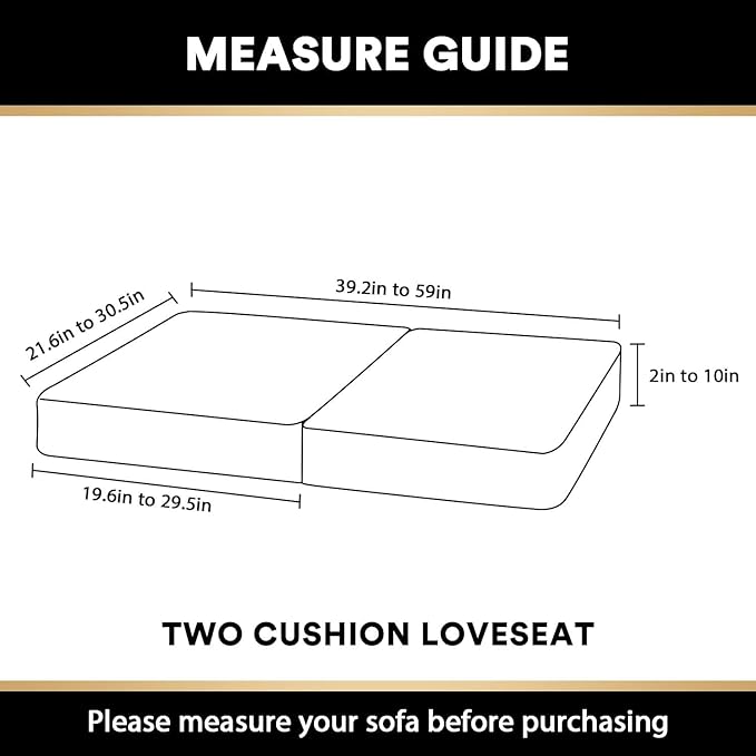 PrinceDeco Stretch Velvet Cushion Cover Sofa Cushion Slipcover for Loveseat Sofa Couch Cushion Furniture Protector Seat Cushion Sofa Cover(Each Width Up to 29.5", Oatmeal)-Ruum Studio Home