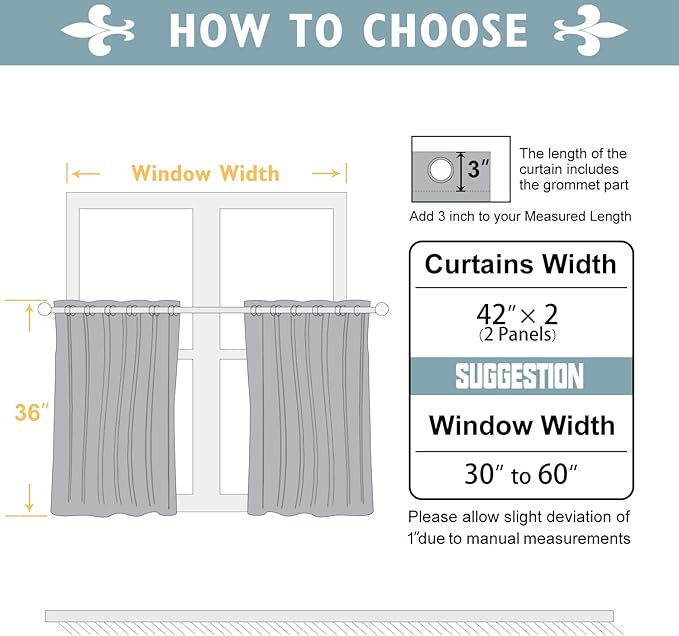 ChrisDowa Small Window Curtains 36 inches Long for Bedroom - Grommet Short Thermal Insulated Room Darkening Curtains for Kitchen (2 Panels, Biscotti Beige, 42 x 36 Inch)-Ruum Studio Home