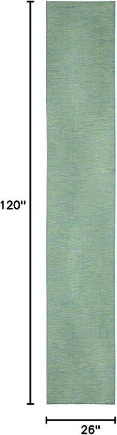 Nourison Home Positano 10' Runner Blue Green Fabric Modern Area Rug (10' Runner)-Ruum Studio Home