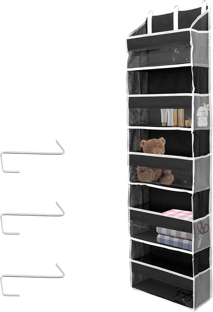Over the Door Organizer with 5 Large Pockets and 10 Side Mesh Pockets Visible Closet Hanging Organizer Large Capacity Behind Door Storage Organizer for Home Office Bathroom Bedroom-Ruum Studio Home