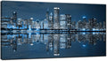 LevvArts Modern City Wall Art Chicago Downtown at Night Picture Print on Canvas Building Artwork for Office Living Room Wall Decoration-Ruum Studio Home