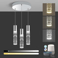 OKELI Smart Dimmable LED 3-Light Pendant Light for Kitchen Island, 18W 1350LM Modern Bubble Crystal Island Light Fixture with TUYA App & Voice Control, Adjustable 3000K-6000K, Electro-Chrome, Round-Ruum Studio Home