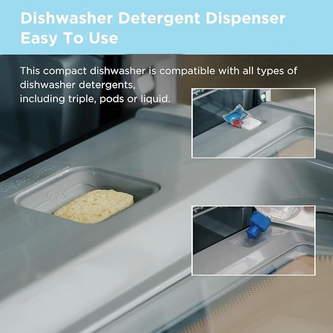 COMFEE' Portable Dishwasher Countertop with 5L Built-in Water Tank, No Hookup Needed, 6 Programs, 360° Dual Spray, 192℉ High-Temp& Air-Dry Function, Mini Dishwasher for RVs, White-Ruum Studio Home