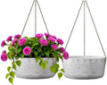 10.7 Inch Hanging Planter for Outdoor Indoor Plants，2 Pack Hanging Flower Pots with Drain Holes for Garden Home Decor Use (Marble)-Ruum Studio Home