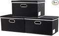PRANDOM Storage Boxes with Lids [3-Pack] Fabric Collapsible Storage Bins Organizer Containers Baskets Cube with Cover for Home Bedroom Closet Office Nursery Black（11.4X8.6X6.7-Ruum Studio Home