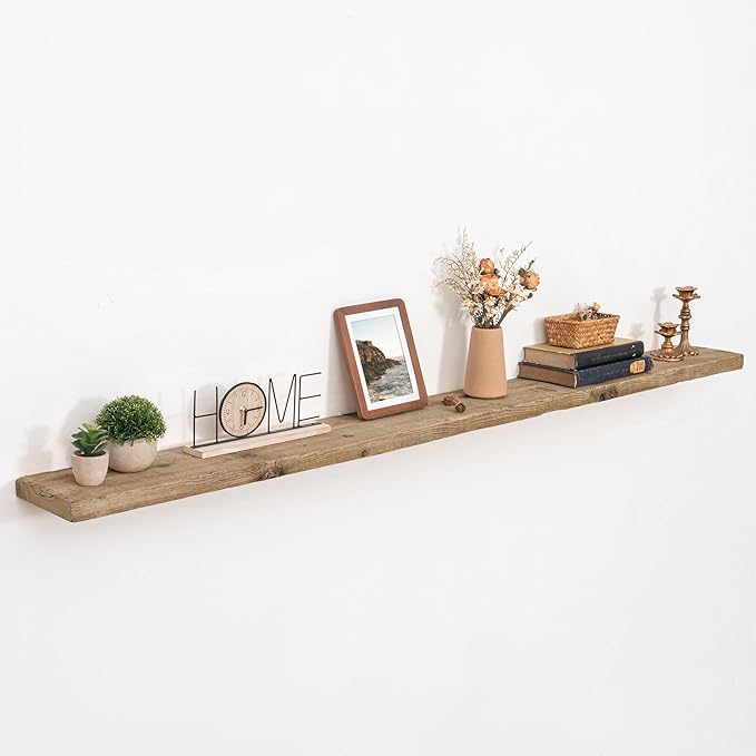 72 inch Floating Shelves for Wall, 8" Deep Rustic Reclaimed Barnwood Shelves, Floating Shelf Wall Hanging Shelves with Invisible Heavy-Duty Metal Bracket | Wall Mounted | Farmhouse Style, 1PC,Natural-Ruum Studio Home