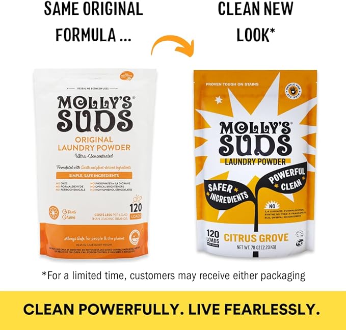 Molly's Suds Original Laundry Detergent Powder | Clean Laundry Detergent Powder for Sensitive Skin | Simple, Effective Ingredients, Stain Fighting | 240 Loads (Citrus Grove)-Ruum Studio Home