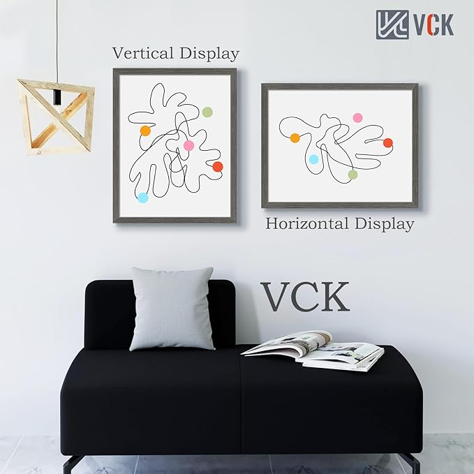 VCK 22x28 Frame Set of 3, Gray Solid Wood Poster Picture Frame, Exclusive Wood Grain, Wall Gallery Frame-Ruum Studio Home