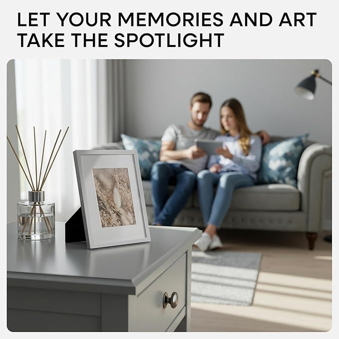 Homeforia 5x7 Picture Frame Silver, High End Metal 5 x 7 Silver Frames with Mat 4 x 6 Print, 5by7 Desk Frame Matted to 4x6 inch Photo, 5 by 7 Wall or Tabletop Frame, Tempered Glass, Wall Kit, Set of 1-Ruum Studio Home