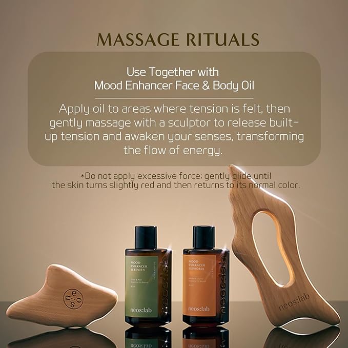 Face Sculptor - Beech Wood Massage Tool, Portable & Lightweight Scraping Tools, Wood Gua Sha, Relieve Tensed Muscle, Lymphatic Massage to Help Face & Body Circulation-Ruum Studio Home