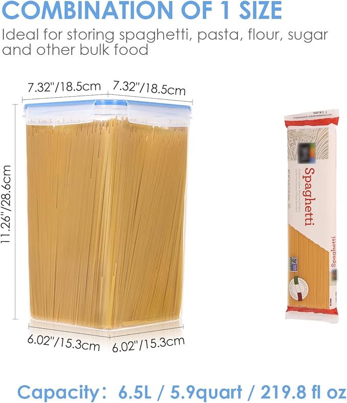 Vtopmart Extra Large Tall Airtight Food Storage Containers 4 Pieces 5.9qt / 6.5L-Plastic PBA Free Kitchen Pantry Canister for Spaghetti, Flour and Baking Supplies - Include 24 Labels, Blue-Ruum Studio Home