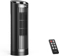 Tower Fan Bladeless with 3 Speeds, 4 Mode [AI, Normal, Natural, Sleep], Table Fan 80° Oscillation, Touch Screen + Remote Control, 12H Timer, 13" Desk Fan for Bedroom Home Office Desktop-Black-Ruum Studio Home