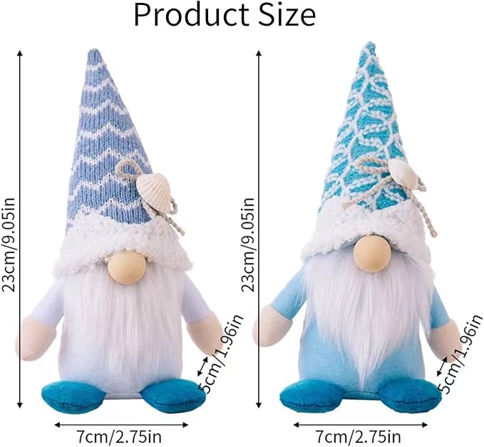 Summer Gnomes Decorations, Beach Gnomes Plush Decor for Home Ocean Day Gnome Tiered Tray Decor Handmade Tomte Swedish Nisse Scandinavian Elf Dwarf,Birthday Gnome Gifts, Blue-Ruum Studio Home