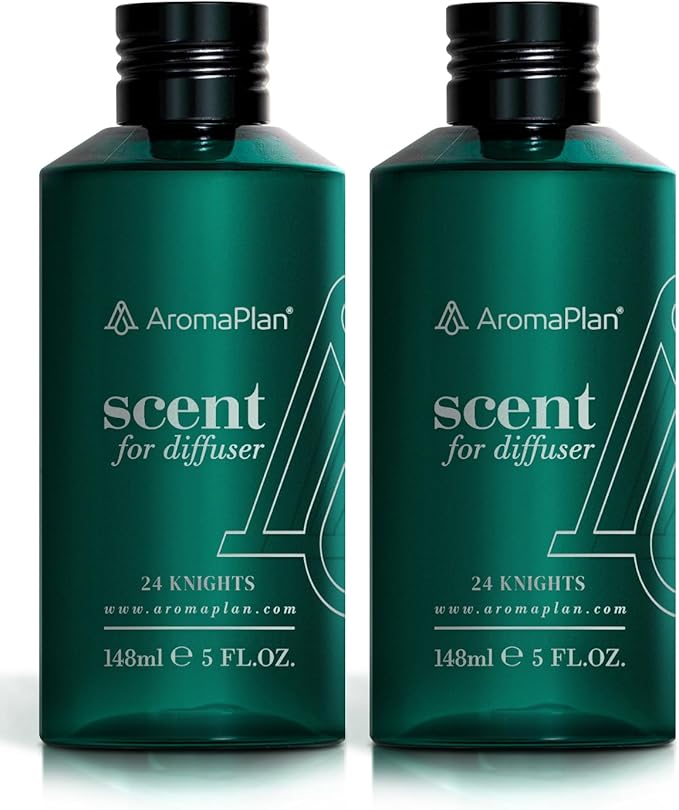Aromaplan Hotel Scents 24 Knights 5 Fl Oz (2 Pack), Luxury Aroma & Hotel Fragrance Diffuser Oil- Hotel Diffuser Oil for Aromatherapy- USA Made, Bigger Bottle, Bolder Aroma & Longer Lasting-Ruum Studio Home