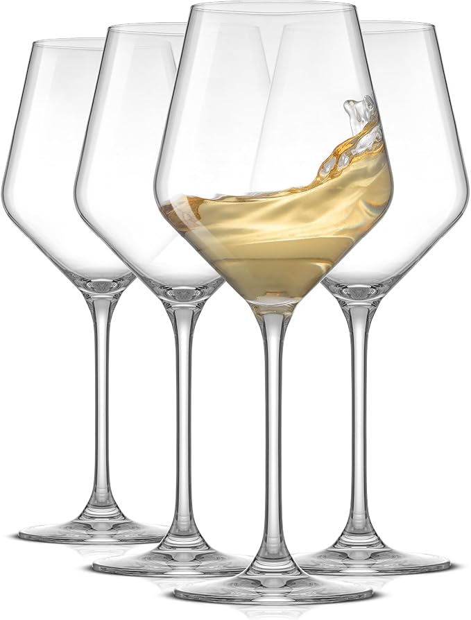 JoyJolt Layla White Wine Glasses, Set of 4 Italian Glasses, 13.5 oz Clear – Made in Europe-Ruum Studio Home