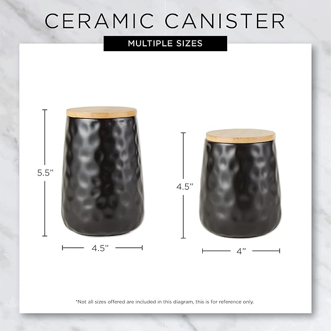 DII Kitchen Accessories Collection, Textured Matte Ceramic Canister Set, Black Dimple, 2 Piece-Ruum Studio Home
