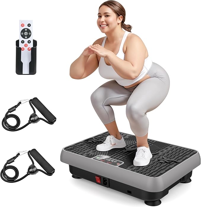 Premium Vibration Plate for Lymphatic Drainage, Weight Loss, Whole Body Workout Power Vibration Plate, Shake Plate,Home Gym Fitness Equipment,Grey-Ruum Studio Home