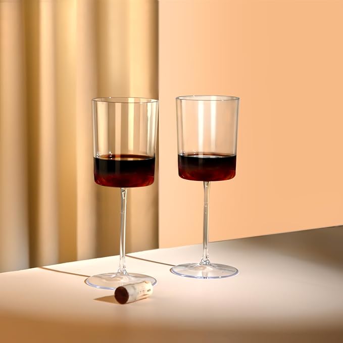 Ciaell 12 Pack Clear Plastic Wine Glasses - 14Oz Plastic Wine Glasses with Stem - Disposable Stemmed Wine Glass for Parties & Weddings & Outdoor-Ruum Studio Home