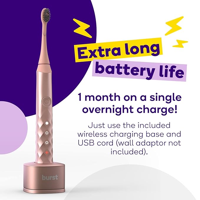 Burst Original Sonic Electric Toothbrush for Adults (White) | Soft Bristles | Deep Clean Stain & Plaque Removal | 3 Modes: Teeth Whitening, Sensitive & Massage-Ruum Studio Home