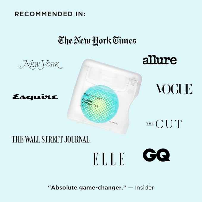 Cocolab Woven Dental Floss, Dentist-Designed Oral Care, Coconut Scent, Waxed, Expanding, Vegan, Kid-Friendly String Floss with Coconut Oil, 1 Spool (33 yd)-Ruum Studio Home
