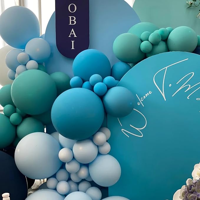 130pcs Peacock Blue Balloons Different Sizes 18" 12" 10" 5" Teal Blue Latex Balloon Garland Arch Kit for Birthday Baby Shower Graduation Wedding Gender Reveal Anniversary Party Decorations-Ruum Studio Home