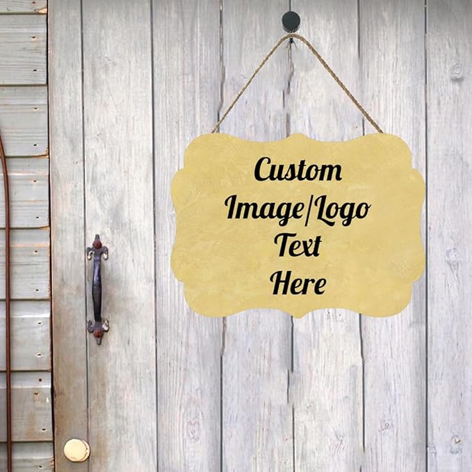 Personalized Wooden Welcome Sign Front Door Decor - Customized Image/Text Hanging Sign for Home Office - Farmhouse Decorations 11.2 * 8 Inch-Ruum Studio Home