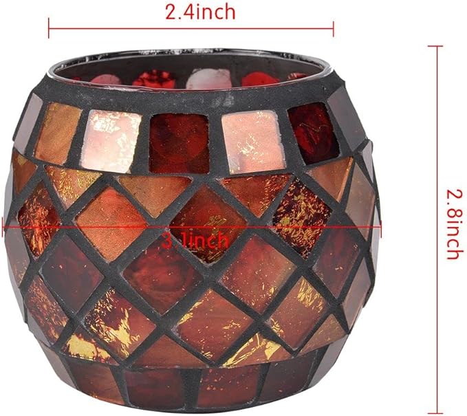 Votive Candle Holder Tea Lights - Glass Candle Holders, Mosaic Tealight Candle Holder, Candle Jar Cup for Wedding Centerpiece Party Table Decorations, Valentines Day Decor-Ruum Studio Home