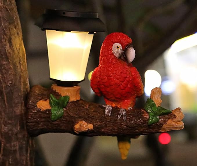 ParrotTree Hugger with Solar Lantern Outdoor Garden Hanging Statues Fence Solar Lights Ideal Parrot Housewarming&Birthday Gifts for Grandma Mom Women-Ruum Studio Home