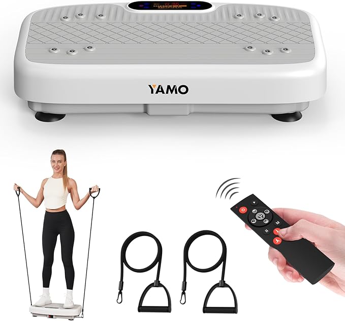 YAMO Vibration Plate Exercise Machine, Vibrating Plate for Lymphatic Drainage & Weight Loss, 350lbs Capacity Whole Body Shaking Workout Fitness Platform-Ruum Studio Home