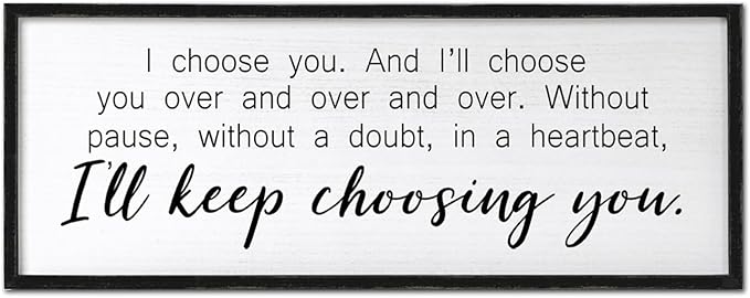 I Choose You Sign Wall Decor Art Above Bed 32X12 Inch I Love You Romantic Wood Framed for Master Bedroom Over Bed I'll Keep Choosing You Sign (Black)-Ruum Studio Home