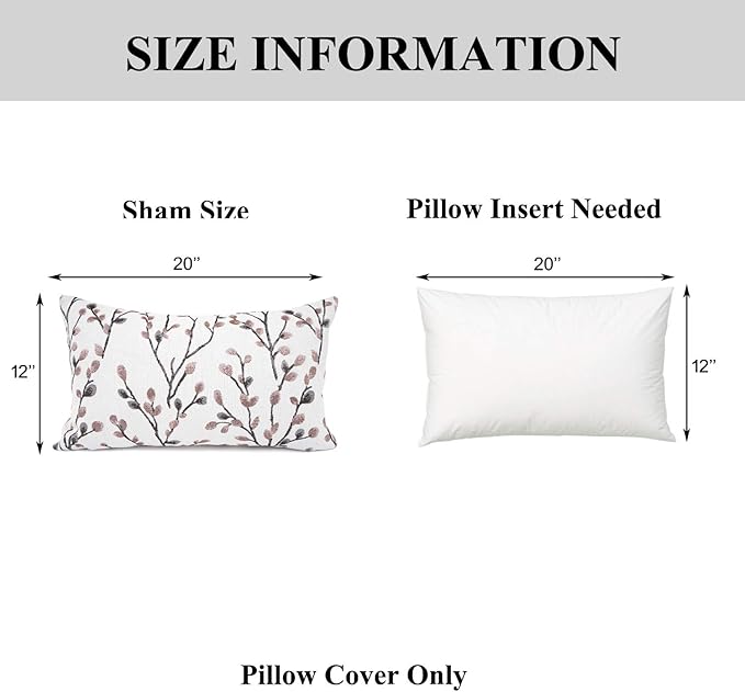 YOUR SMILE Classical Embroidery Jacquard Farmhouse Oblong Rectangle Chenille Red Leaf Decorative Throw Pillow Case,12x20 inch-Ruum Studio Home